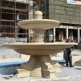 宁夏黄金麻石雕喷泉安装案例图片