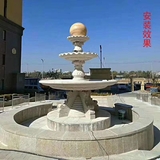 大型石雕喷泉风水球花岗岩欧式喷泉安装实例