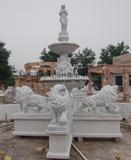 汉白玉石雕喷泉加工 欧式汉白玉喷泉图片 